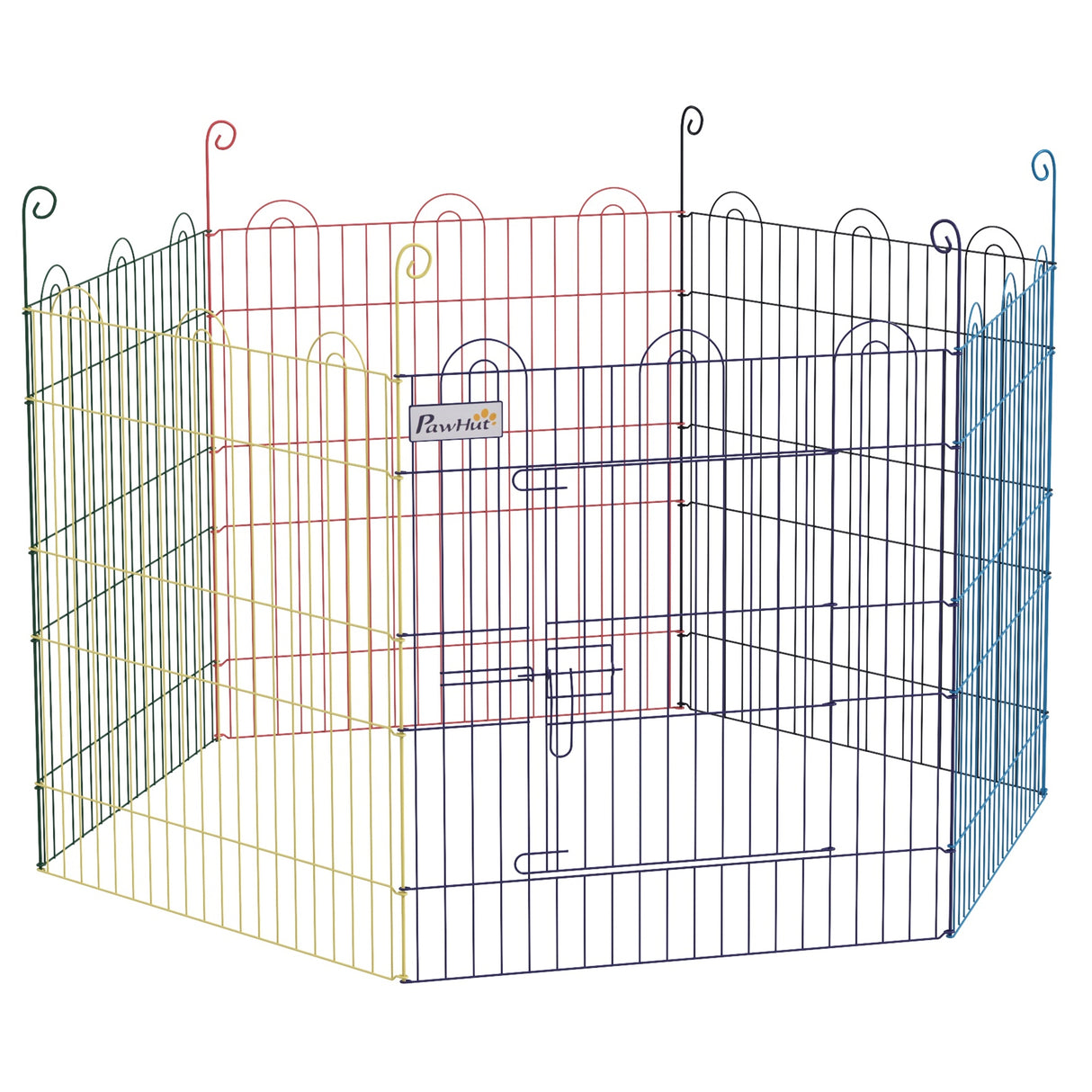 easycomfort cancellino per cani a 6 pannelli in metallo con chiusura a scatto o120x60 cm multicolore