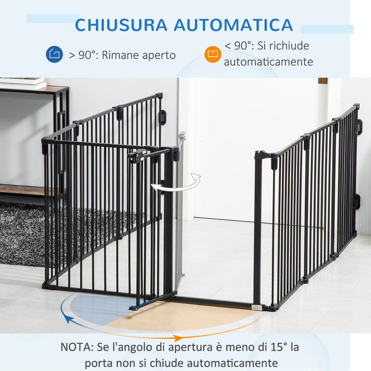 easycomfort easycomfort cancelletto di sicurezza pieghevole 8 sezioni cancellino barriera per cani in acciaio sistema di blocco e chiusura automatica nero