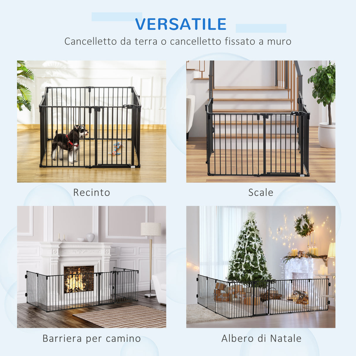 easycomfort easycomfort cancelletto di sicurezza pieghevole 8 sezioni cancellino barriera per cani in acciaio sistema di blocco e chiusura automatica nero