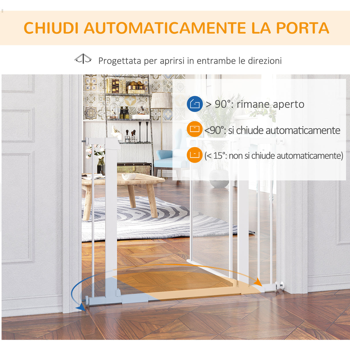 easycomfort cancellino per cani estensibile a pressione con chiusura automatica per spazi da 75 103cm bianco