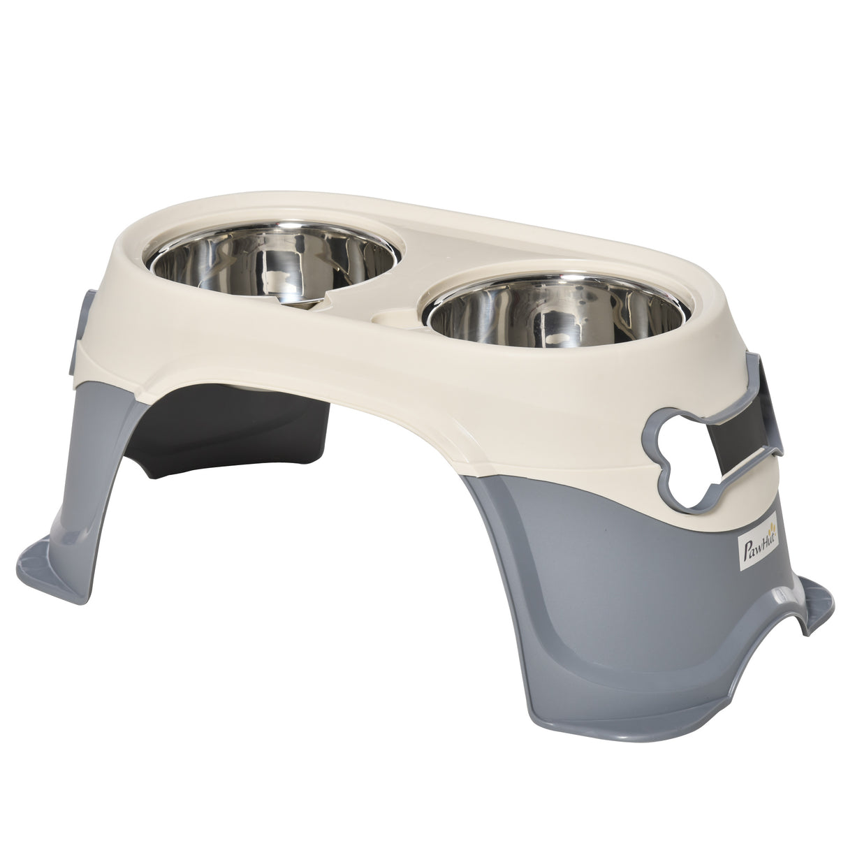 easycomfort doppia ciotola per cani rialzata in acciaio inox e plastica e piedini antiscivolo 47x25x20cm bianco