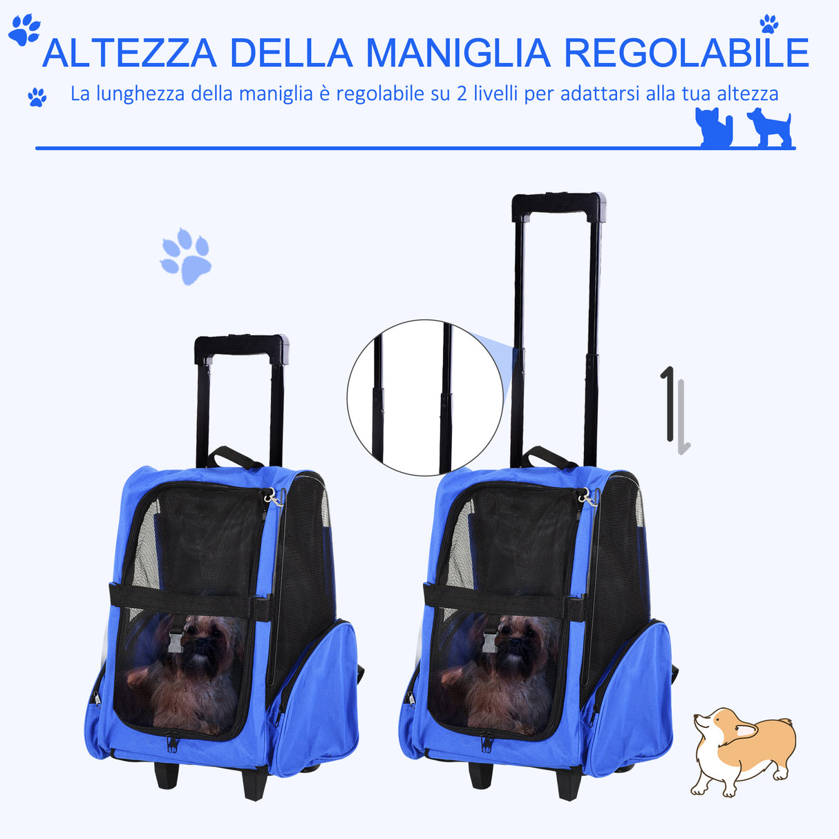 easycomfort easycomfort trolley zaino trasportino per animali domestici blu
