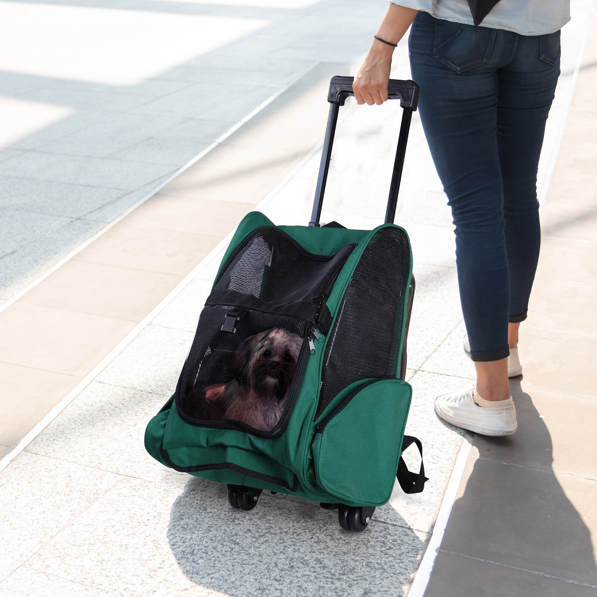easycomfort easycomfort trolley zaino trasportino per animali domestici verde
