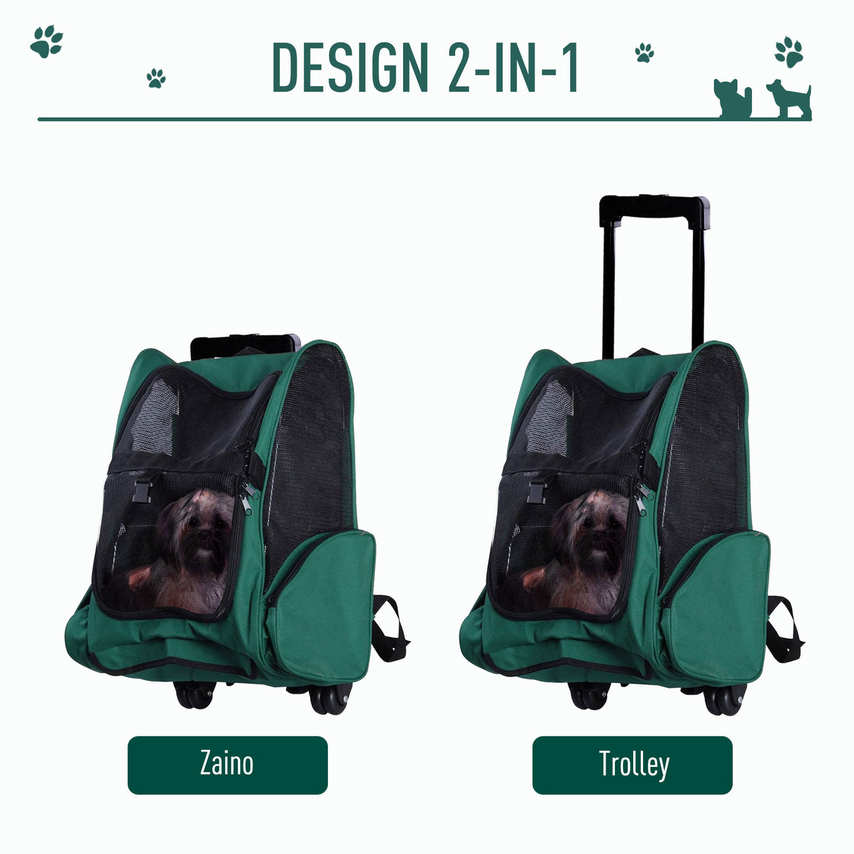 easycomfort easycomfort trolley zaino trasportino per animali domestici verde