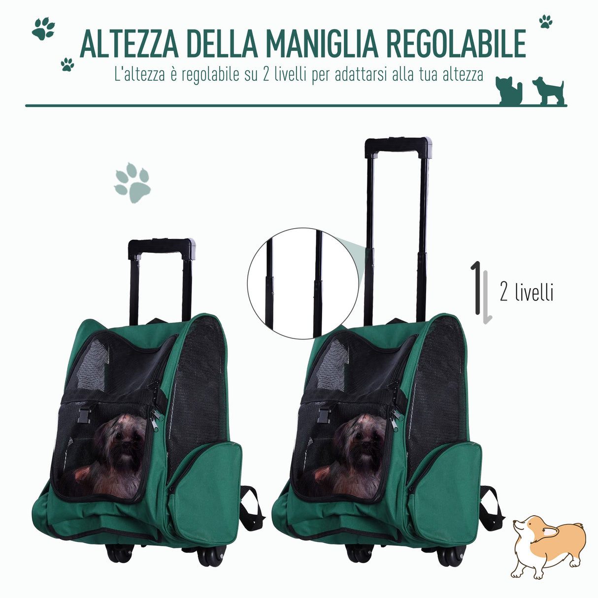easycomfort easycomfort trolley zaino trasportino per animali domestici verde