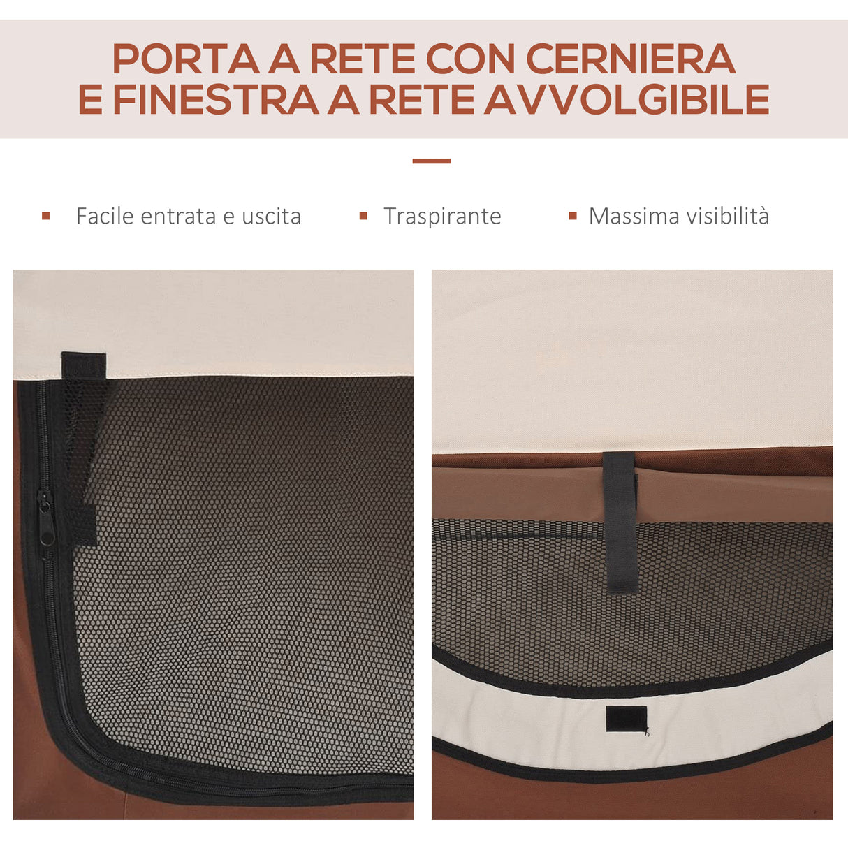 easycomfort easycomfort trasportino per cani e gatti pieghevole caffe 61x46x51cm