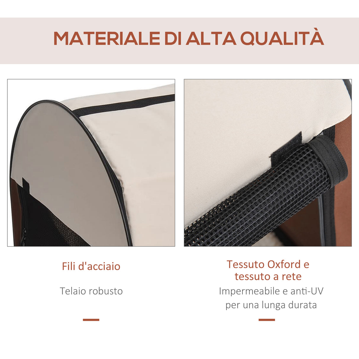 easycomfort easycomfort trasportino per cani e gatti pieghevole caffe 61x46x51cm