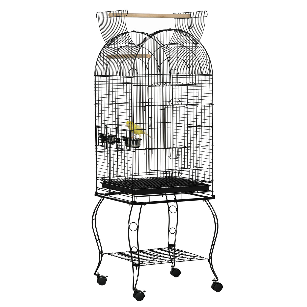 easycomfort gabbia per uccelli e canarini voliera con ruote in metallo nero 51x51x153 cm