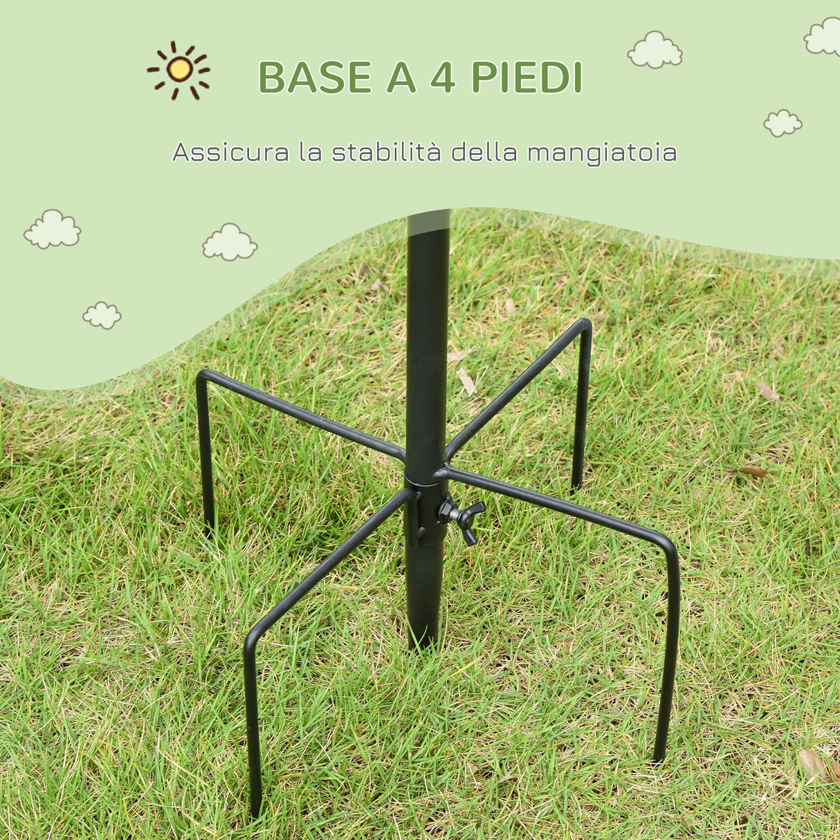 easycomfort easycomfort mangiatoia per uccelli a 4 ganci con vassoi e 3 alimentatori diversi in acciaio 54 5x54 5x208cm nera