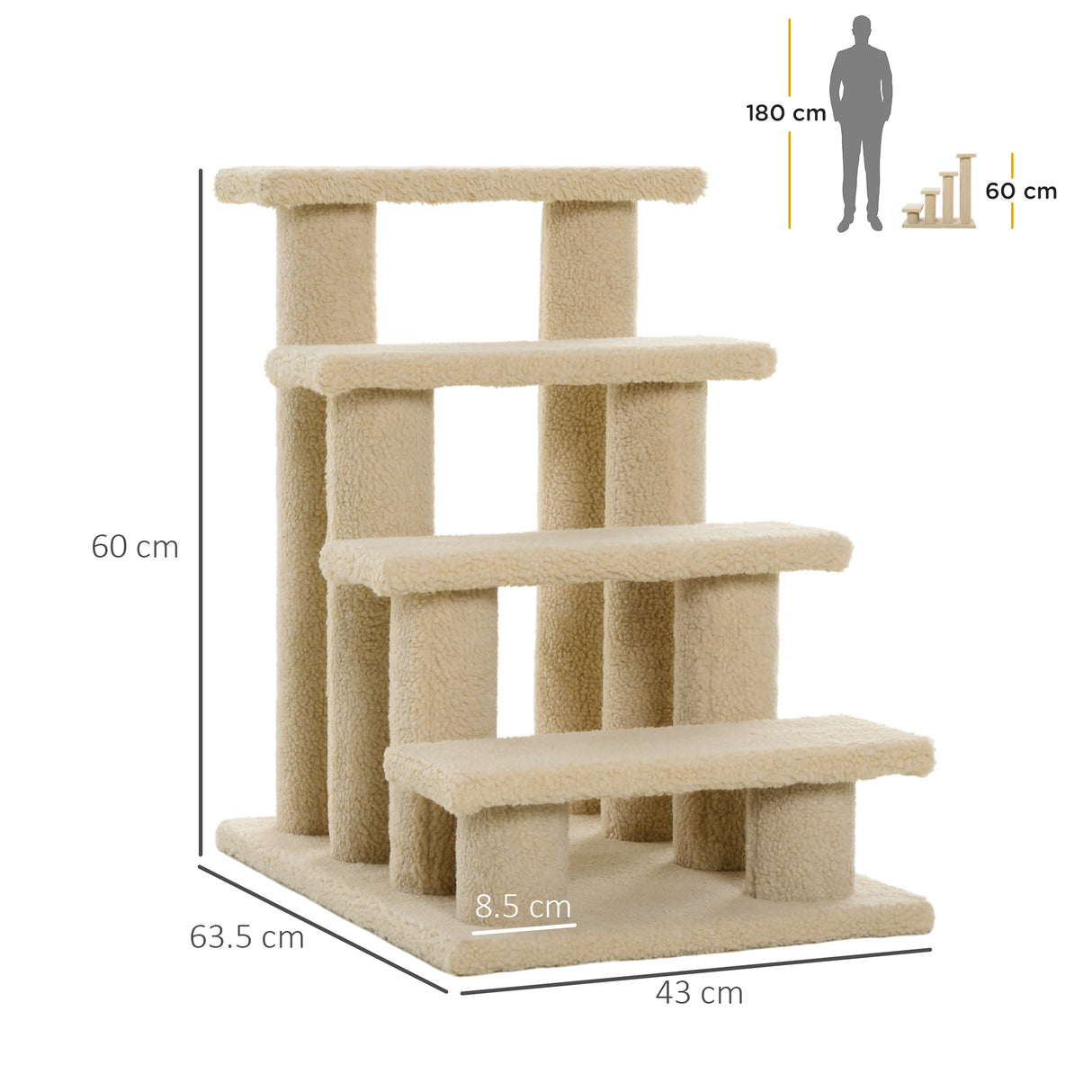 easycomfort easycomfort scaletta per animali domestici con 4 gradini e morbido rivestimento beige