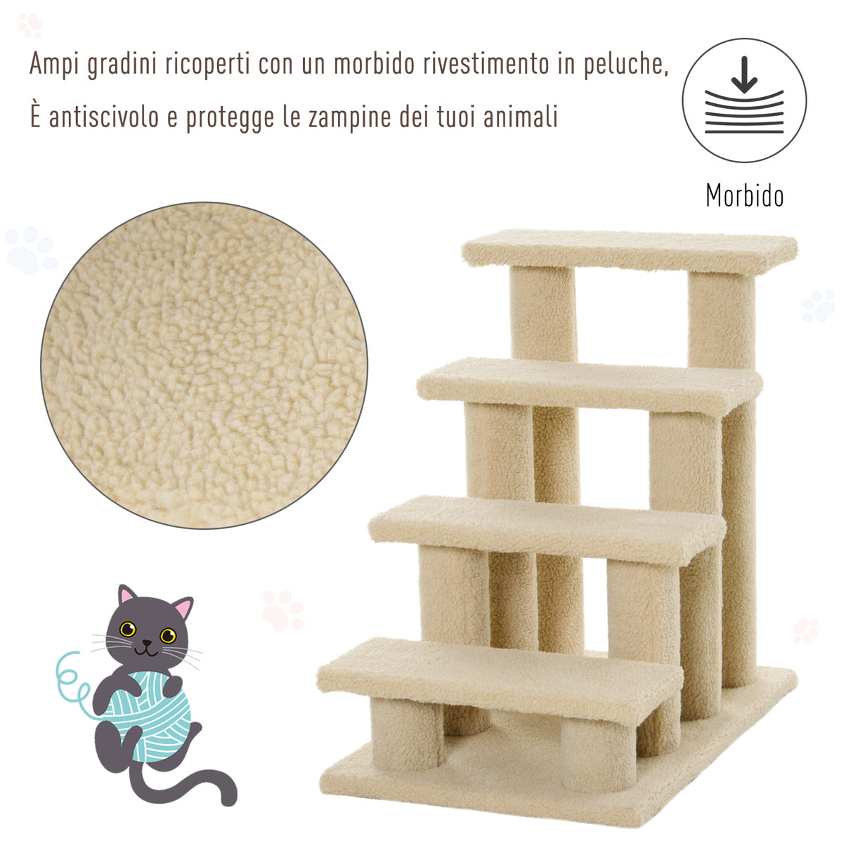 easycomfort easycomfort scaletta per animali domestici con 4 gradini e morbido rivestimento beige