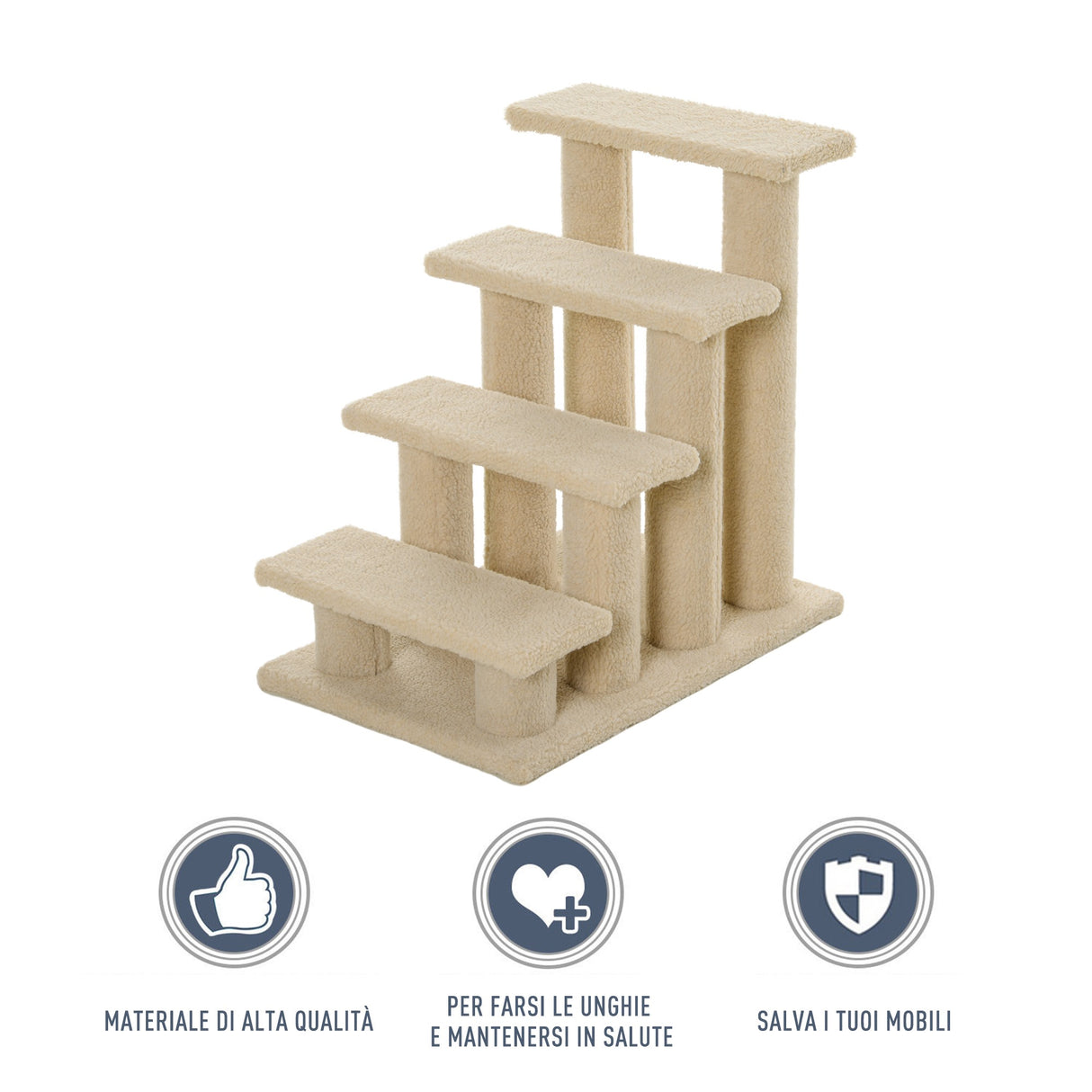 easycomfort easycomfort scaletta per animali domestici con 4 gradini e morbido rivestimento beige