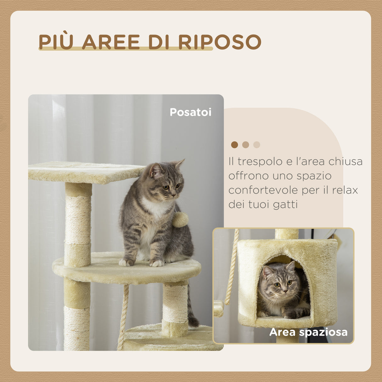 easycomfort easycomfort albero tiragraffi per gatto beige 75x40x112cm