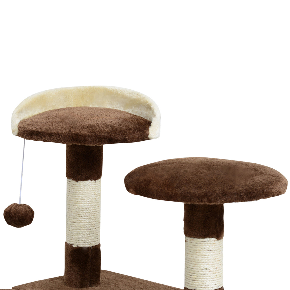 easycomfort easycomfort albero per gatti in peluche e sisal con cucce e pallina caffe e crema 50x50x132cm