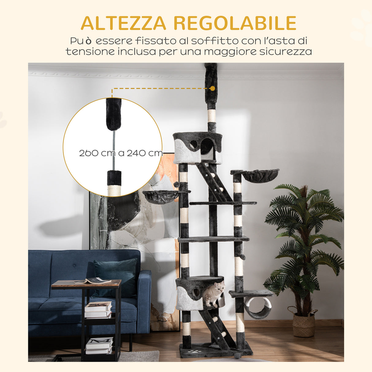 easycomfort easycomfort tiragraffi a soffitto multilivello 240 260cm cucce scale corde sisal