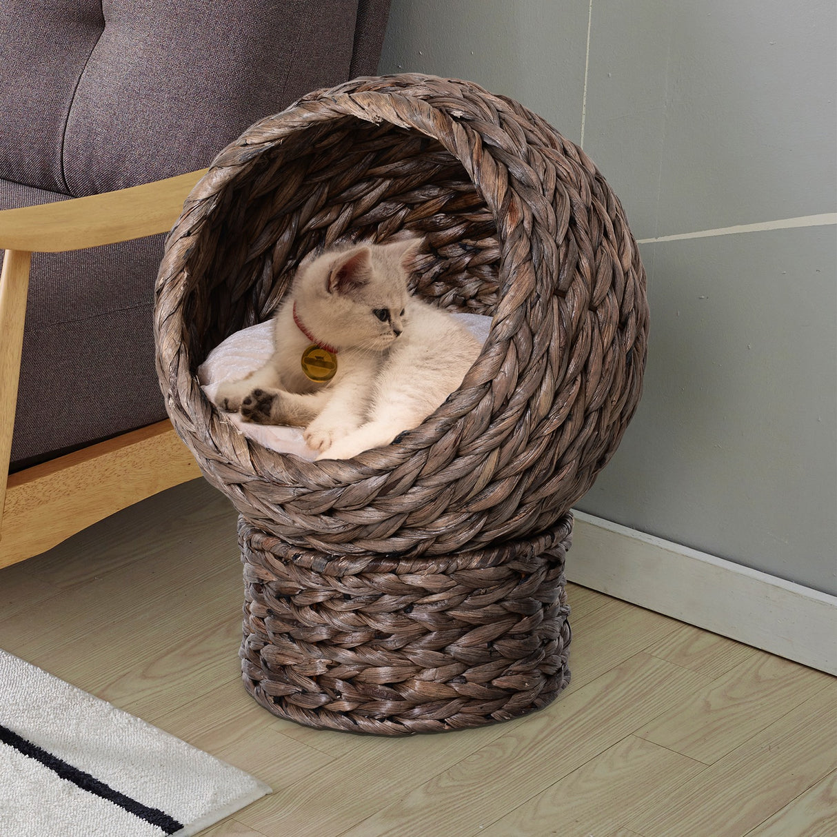 easycomfort easycomfort cuccia per gatti rialzata con cuscino materiale naturale 42x33x52cm beige