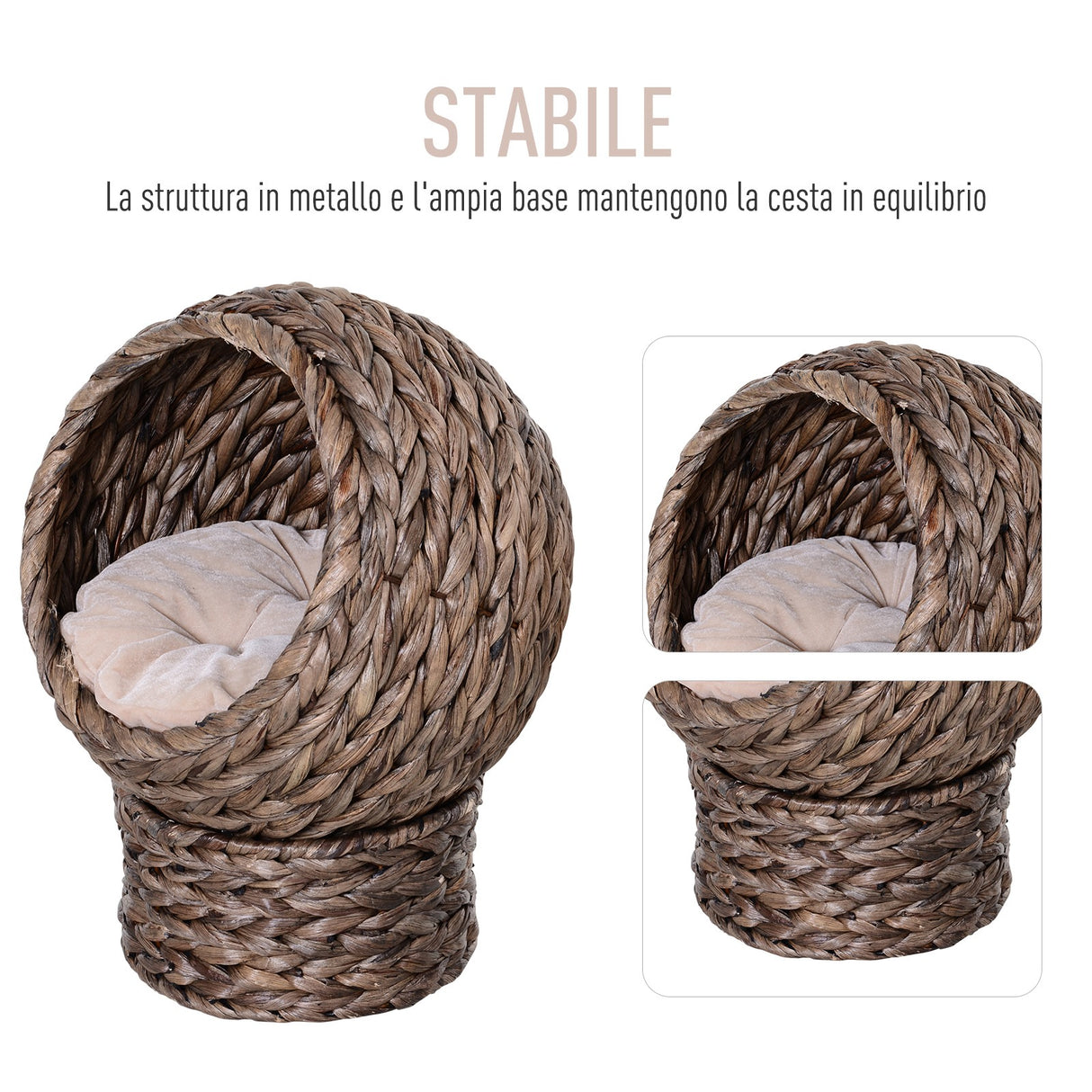 easycomfort easycomfort cuccia per gatti rialzata con cuscino materiale naturale 42x33x52cm beige