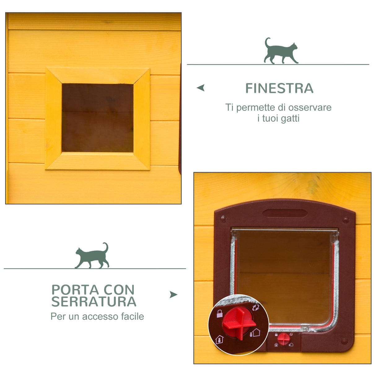 easycomfort easycomfort cuccia casetta per animali domestici in legno di abete 70x51.5x60cm