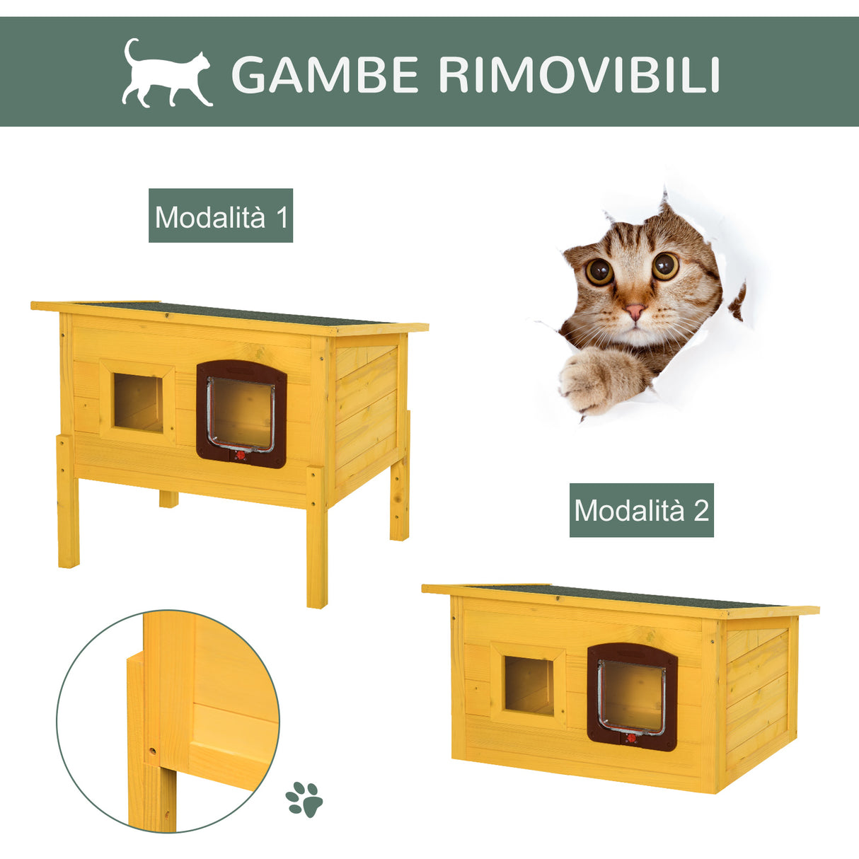 easycomfort easycomfort cuccia casetta per animali domestici in legno di abete 70x51.5x60cm