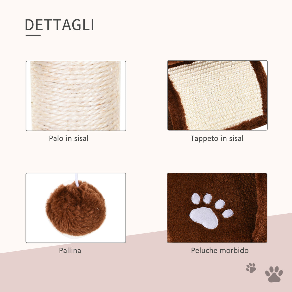 easycomfort easycomfort albero per gatti tunnel in sisal marrone 40x30x43cm