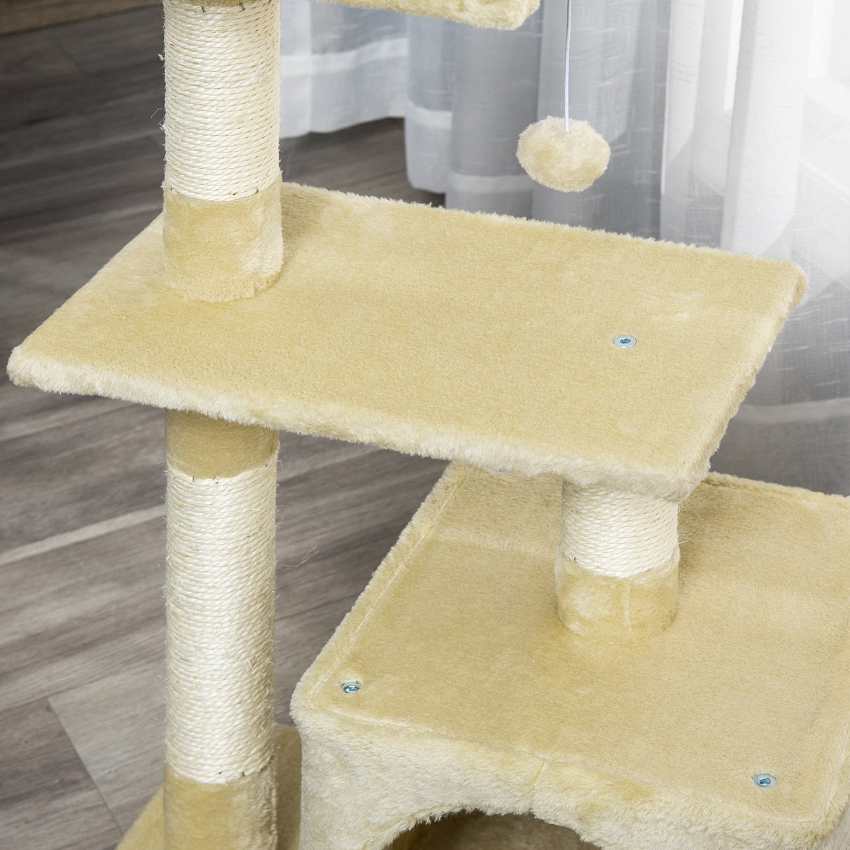 easycomfort easycomfort tiragraffi per gatti con cuccia pallina e pali in corda sisal beige