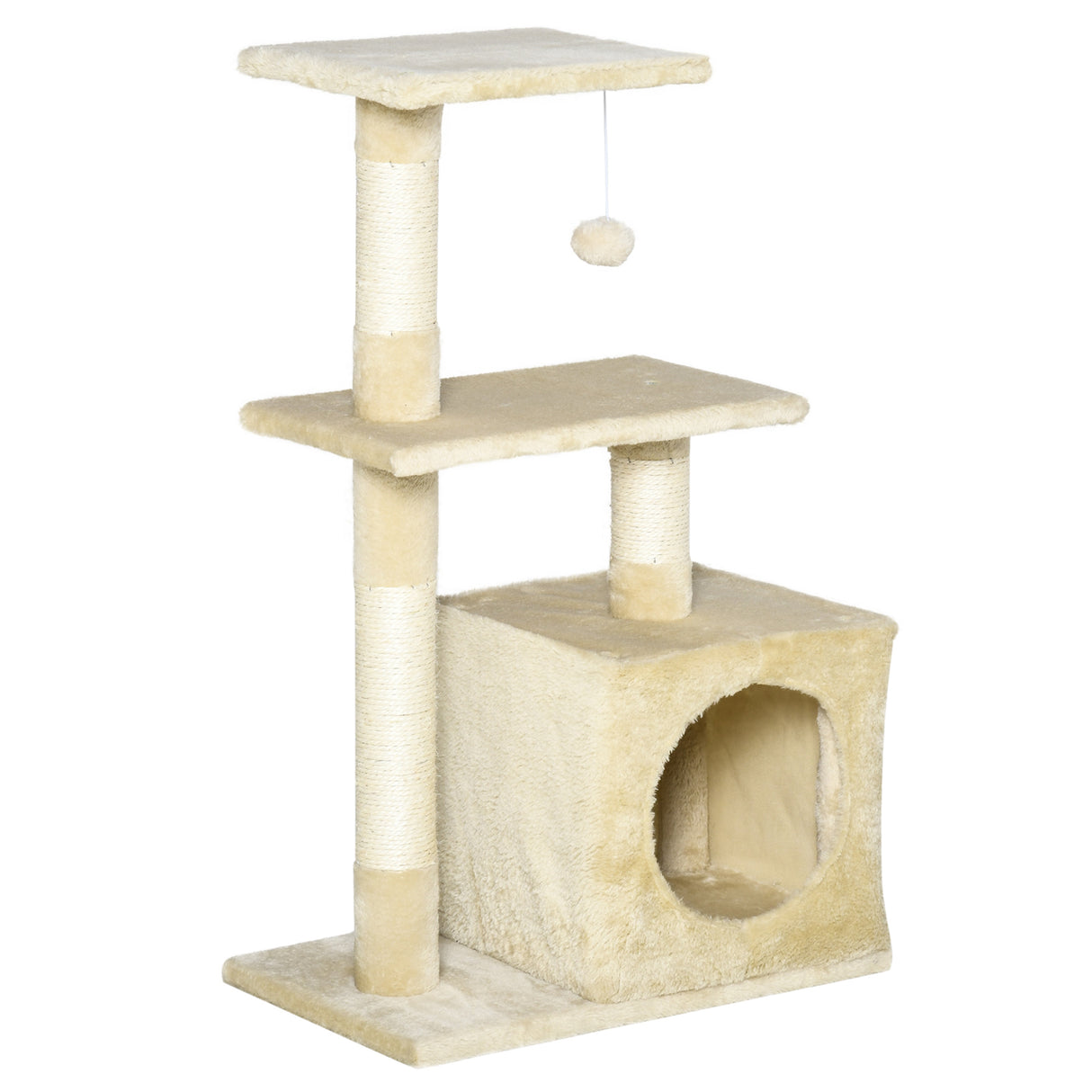 easycomfort easycomfort tiragraffi per gatti con cuccia pallina e pali in corda sisal beige