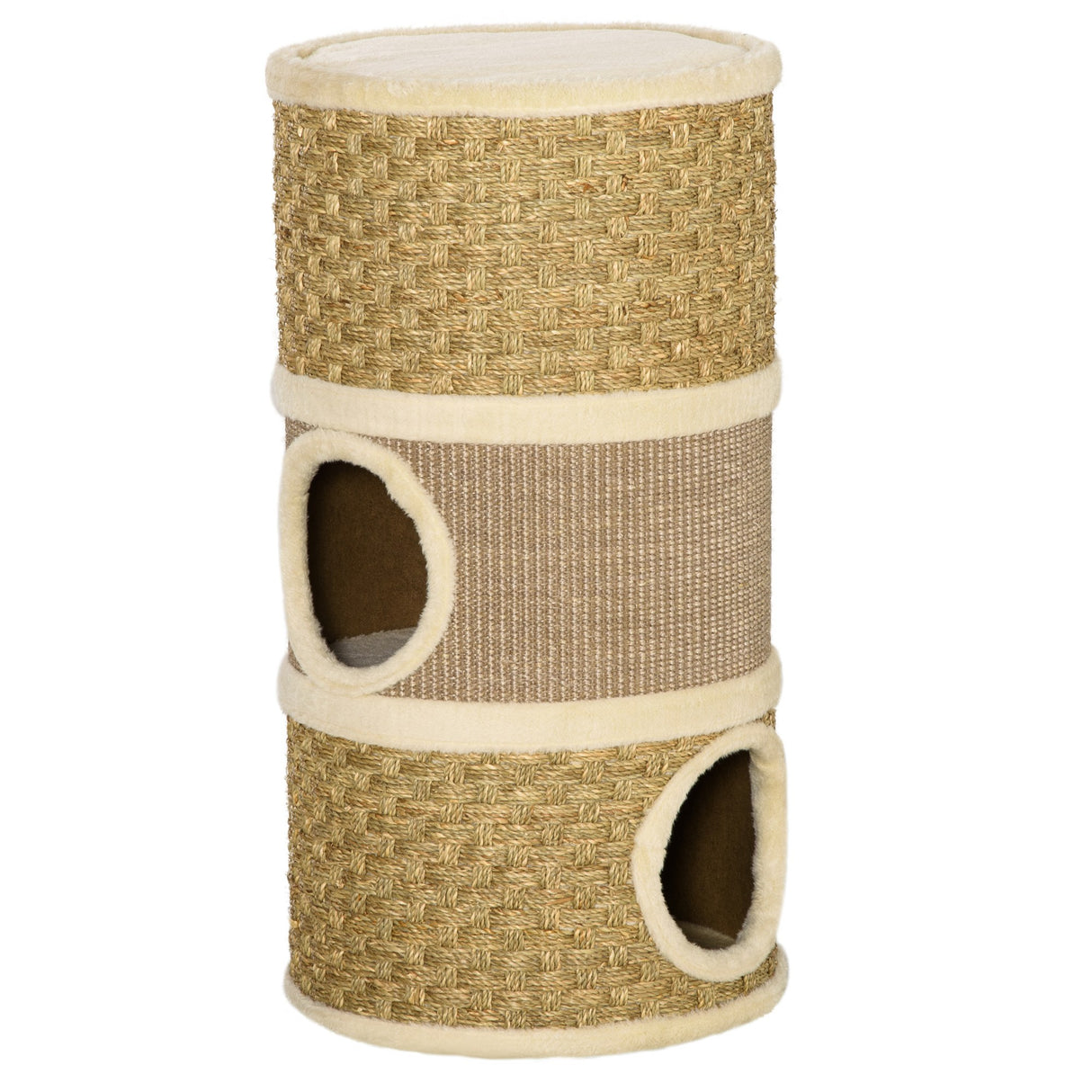 easycomfort easycomfort casetta cuccia per gatti tiragraffi a torre 3 nicchie corda in sisal alga marina