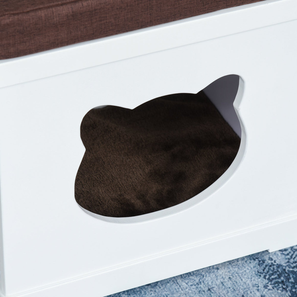 easycomfort easycomfort cuccia per gatti in legno con 2 cuscini e tiragraffi rimovibili bianco