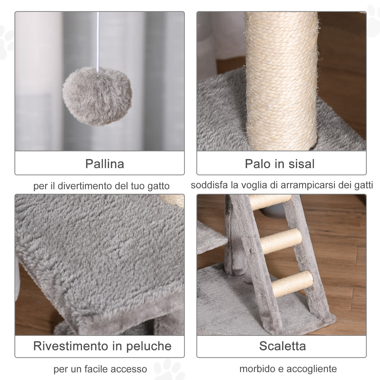 easycomfort easycomfort tiragraffi multilivello per gatti cuccia e corde in sisal grigio chiaro