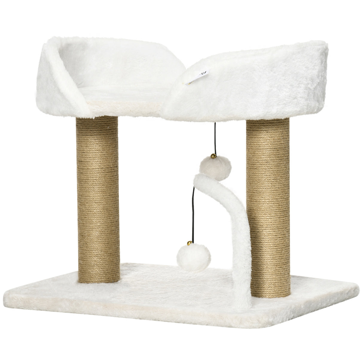 easycomfort torre per gatti max 5kg in truciolato con tiragraffi e palline giocattolo 48x38x42 cm giallo e bianco