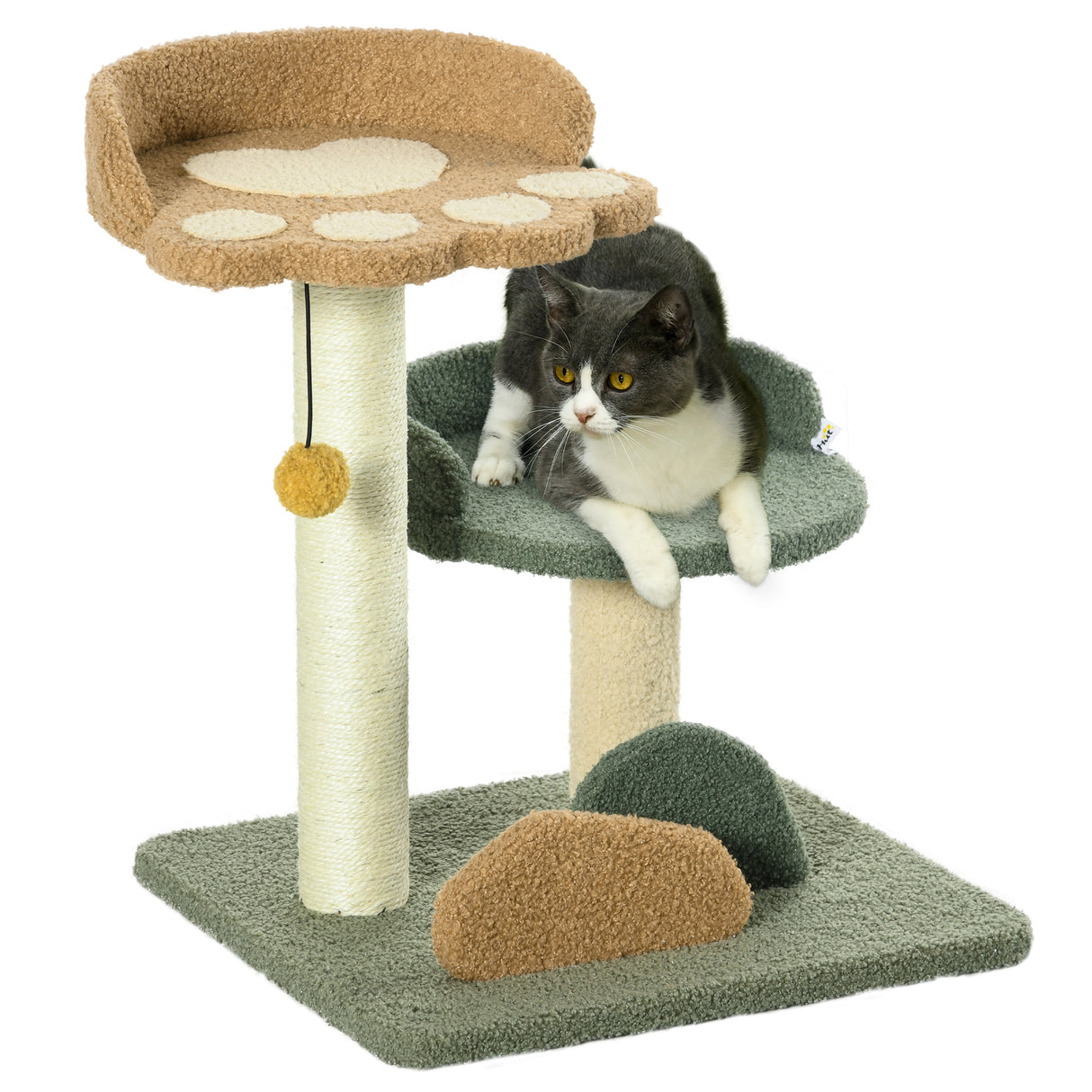 easycomfort albero tiragraffi per gatti con 2 lettini pallina e rivestimento in velluto 43x39x52cm