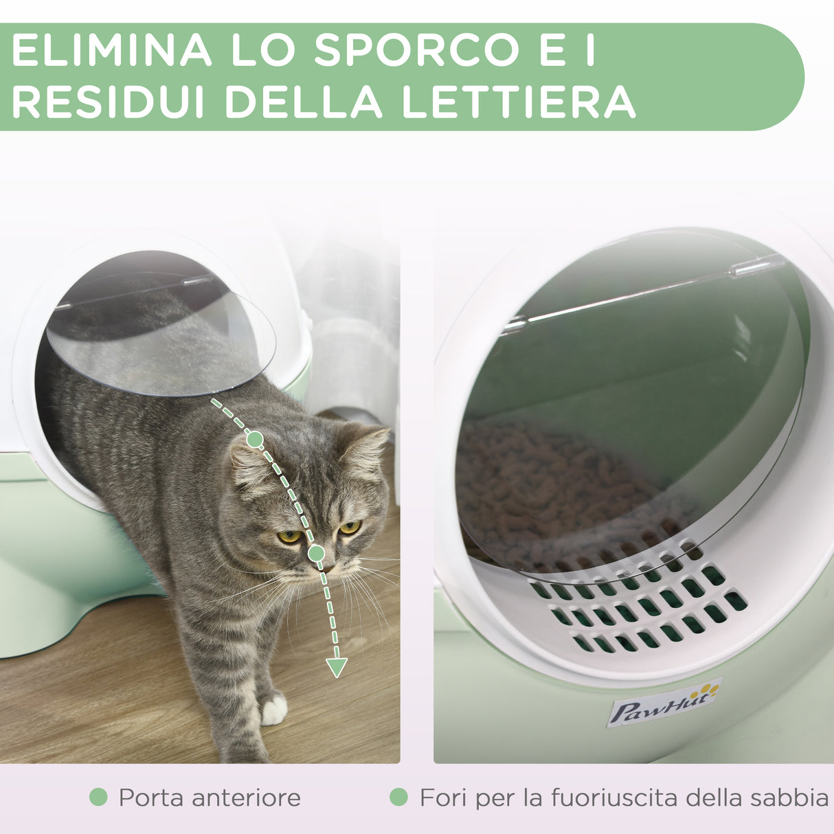 easycomfort easycomfort lettiera per gatti 4kg max con paletta in pp e pc 53x51x48cm bianca e verde
