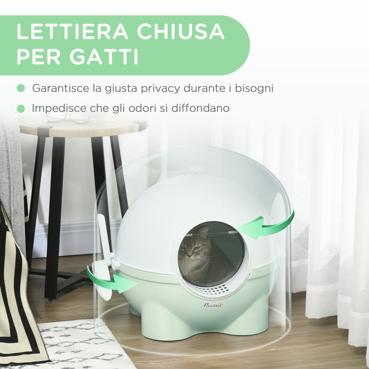 easycomfort easycomfort lettiera per gatti 4kg max con paletta in pp e pc 53x51x48cm bianca e verde