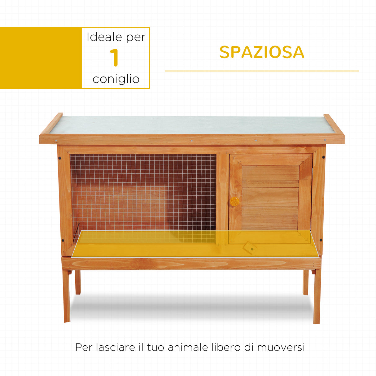 easycomfort easycomfort gabbia per conigli conigliera da esterno in legno di abete 90x45x65cm