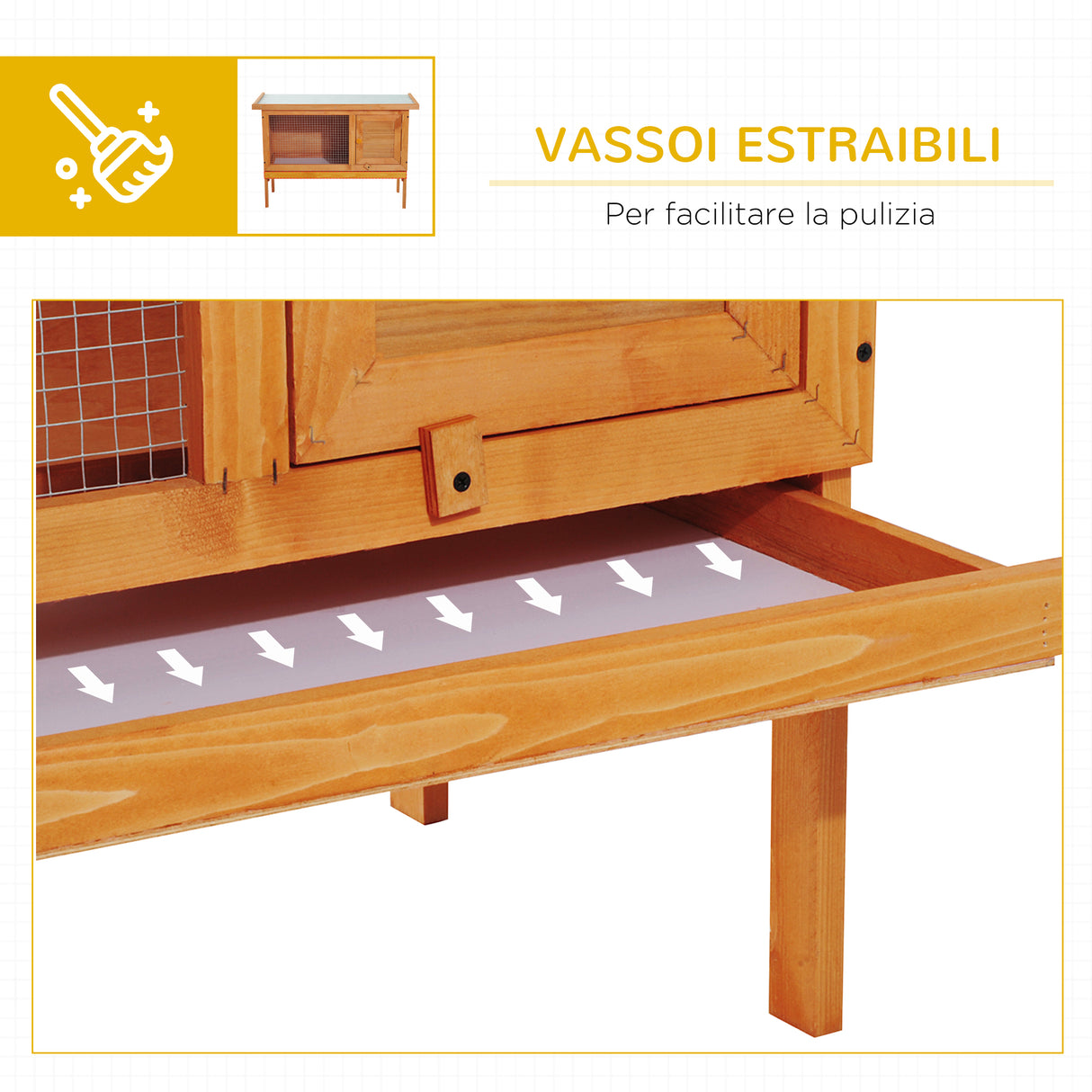 easycomfort easycomfort gabbia per conigli conigliera da esterno in legno di abete 90x45x65cm