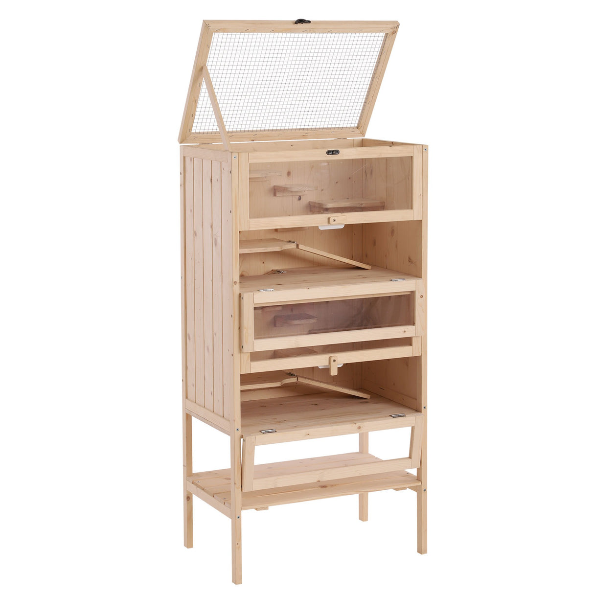 easycomfort easycomfort gabbia per roditori e criceti a 4 ripiani con tetto apribile in legno 60x40x120cm