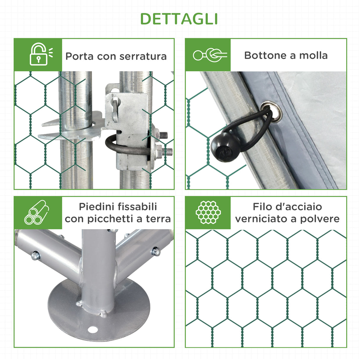 easycomfort easycomfort recinto per galline in metallo galvanizzato e tessuto oxford con porta con blocco 280x193 5x195 cm