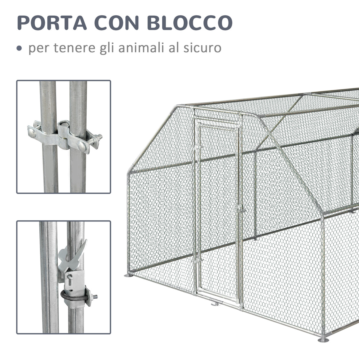 easycomfort easycomfortrecinto gabbia per galline in metallo galvanizzato impermeabile pollaio con porta e copertura oxford 280x570x195cm