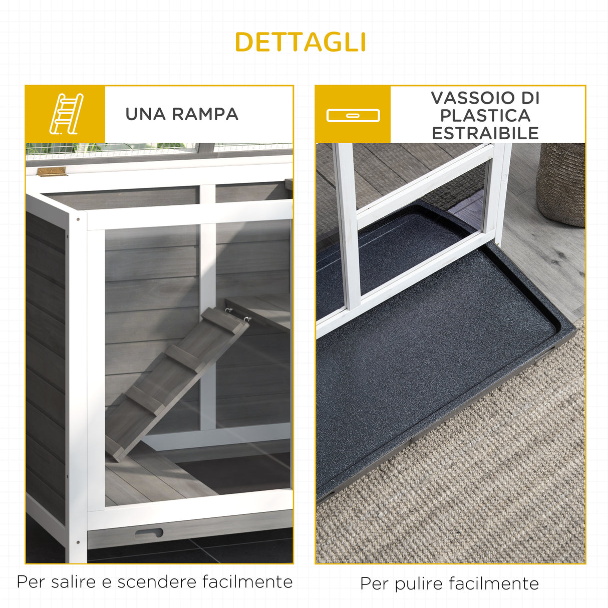 easycomfort easycomfort conigliera in legno 2 livelli gabbia per conigli e porcellini d india