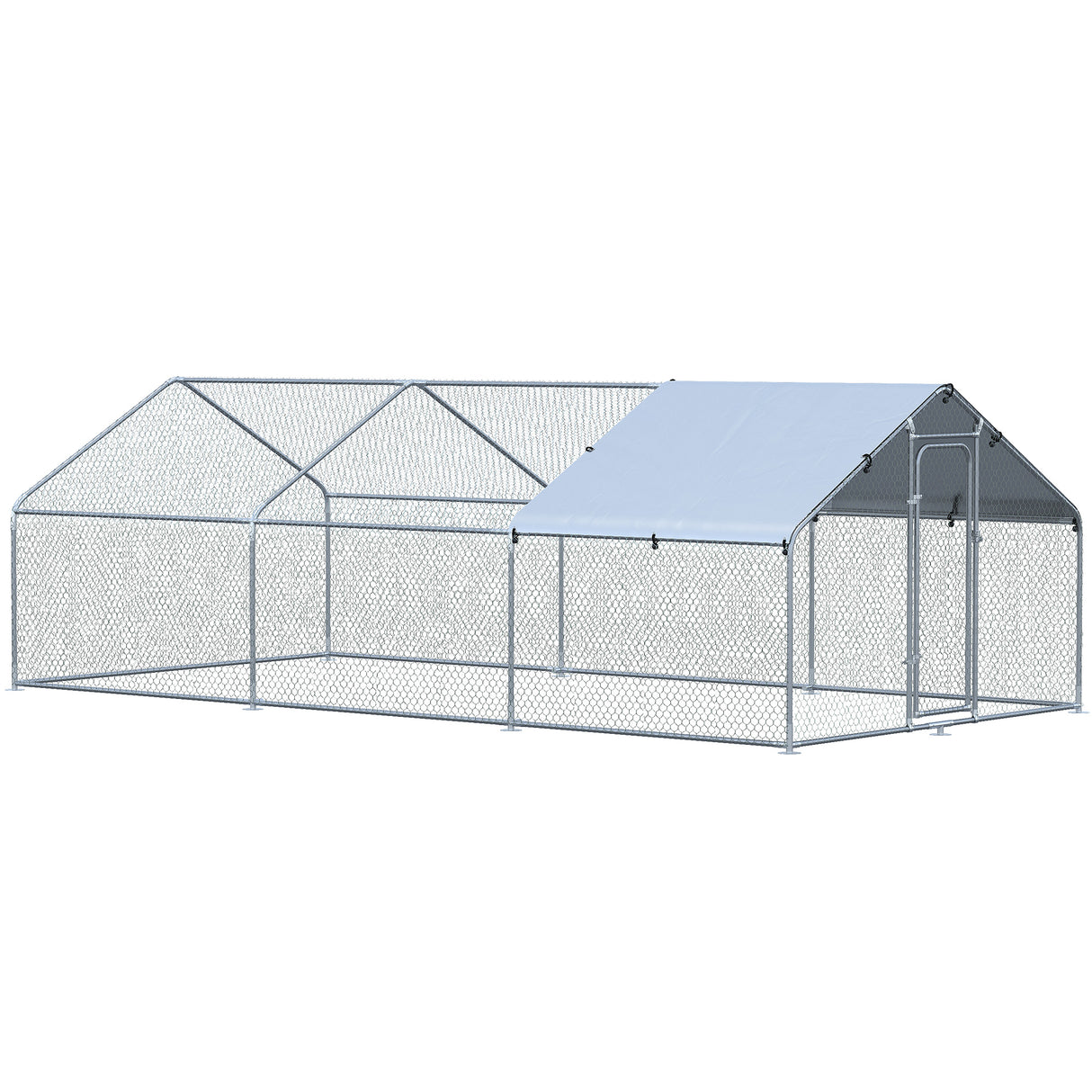 easycomfort easycomfort pollaio per galline da esterno in metallo con copertura in tessuto oxford 600x303 5x195 cm argento