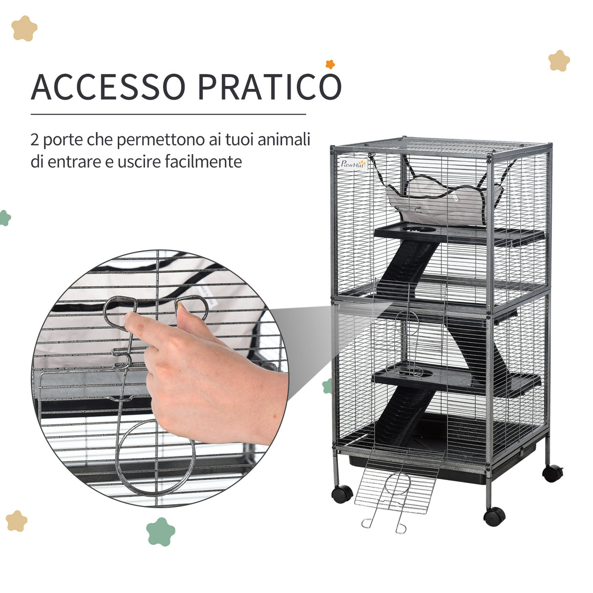 easycomfort easycomfort gabbia in metallo per roditori 4 livelli con vassoio rimovibile 52 x 52 x 113.5cm