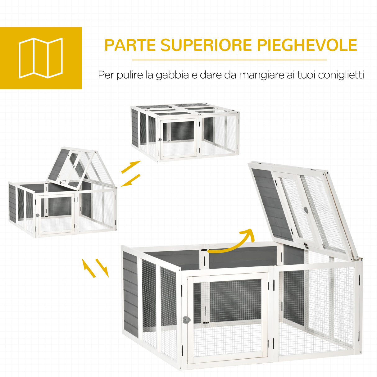 easycomfort easycomfort conigliera da esterno e interno con tetto apribile gabbia per 2 4 conigli grigia
