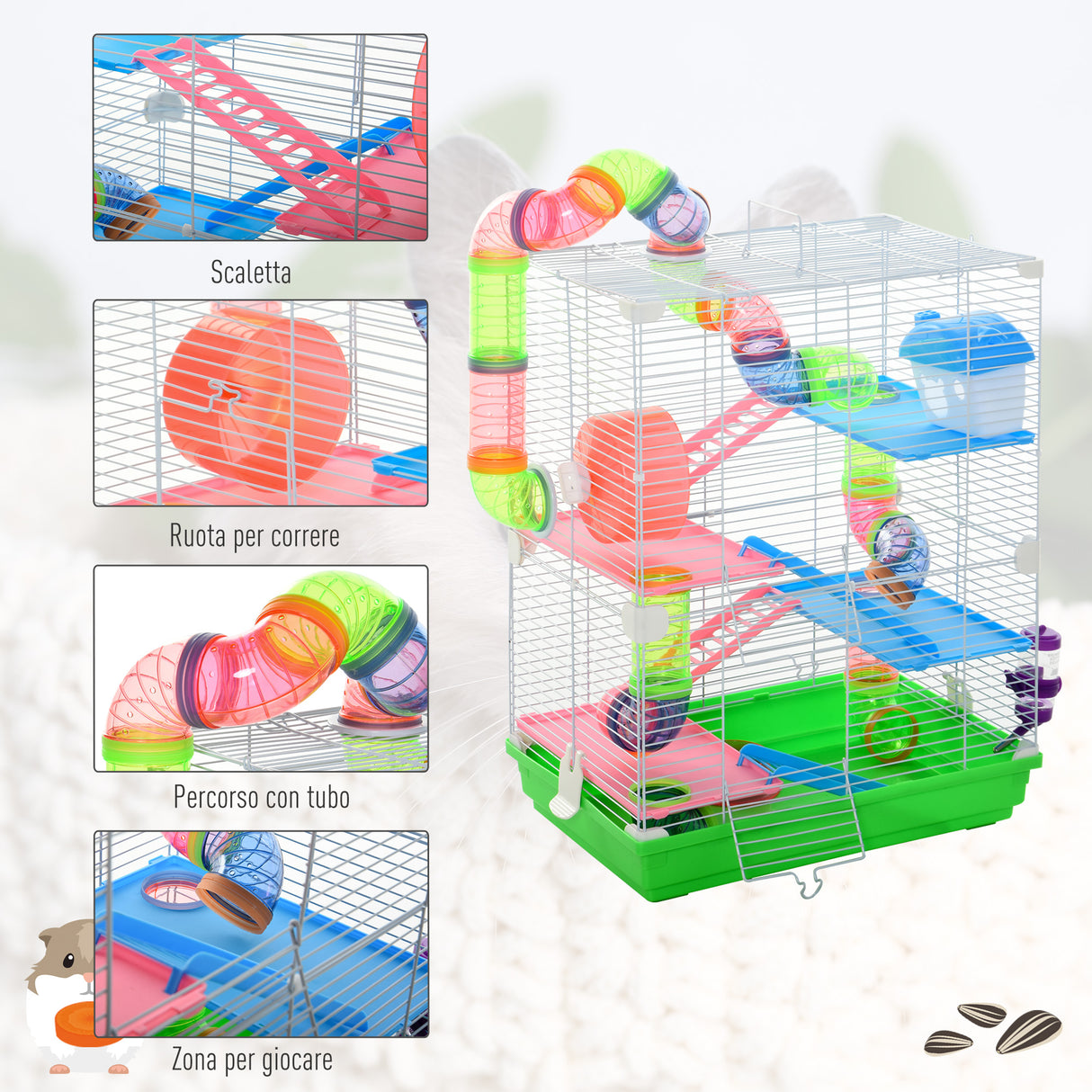 easycomfort easycomfort gabbia per criceti e piccoli roditori 5 livelli accessori gioco e cibo