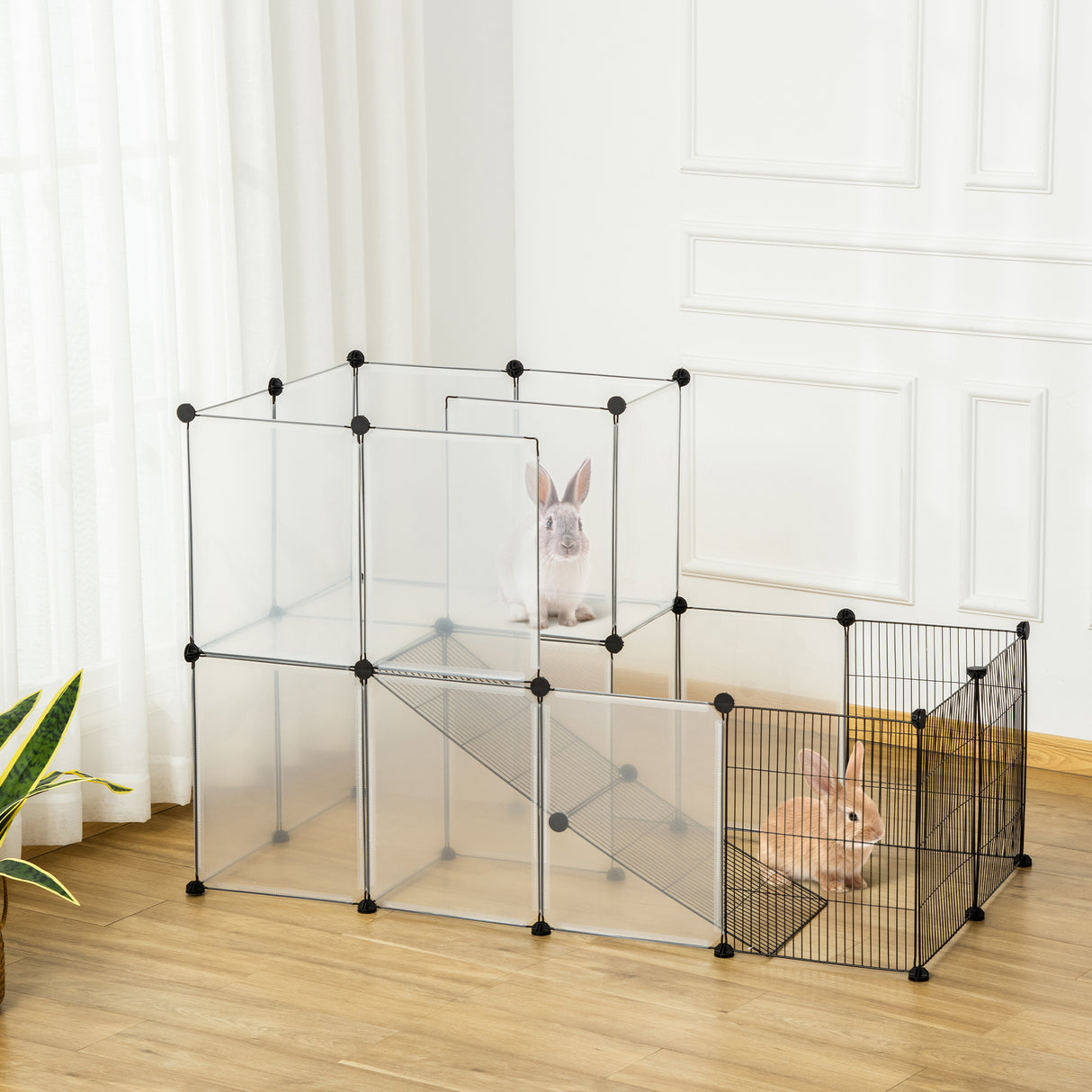 easycomfort easycomfort recinto modulare per conigli e animali di piccole dimensioni 27 pannelli acciaio e resina nero