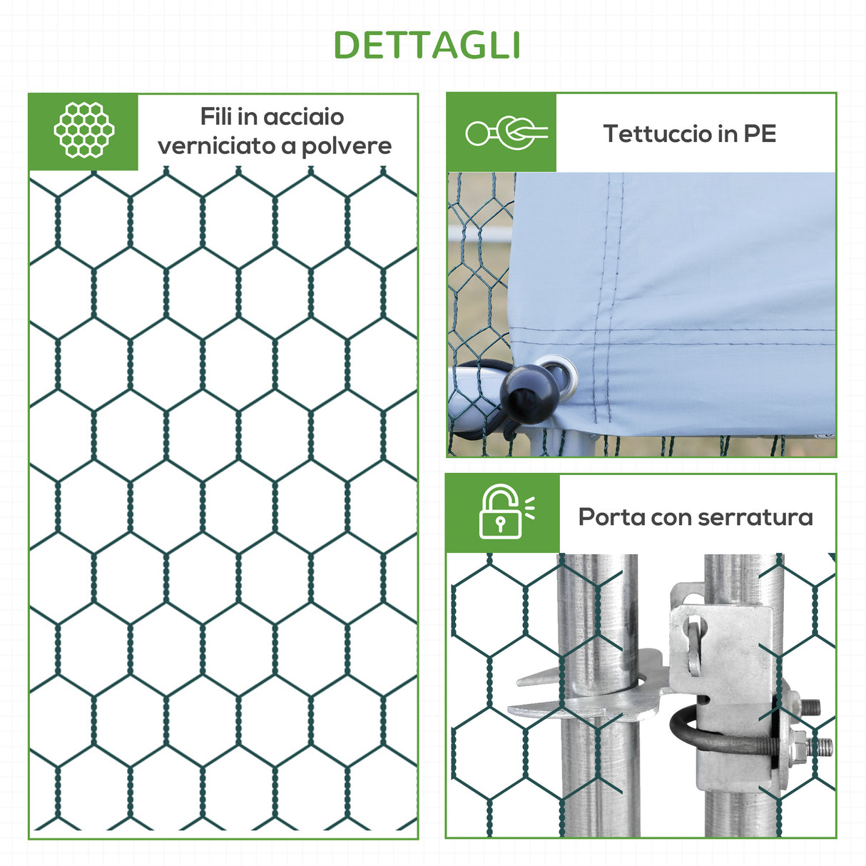 easycomfort easycomfort pollaio da giardino con telaio zincato copertura impermeabile e rete esagonale 3x4x2 m argento
