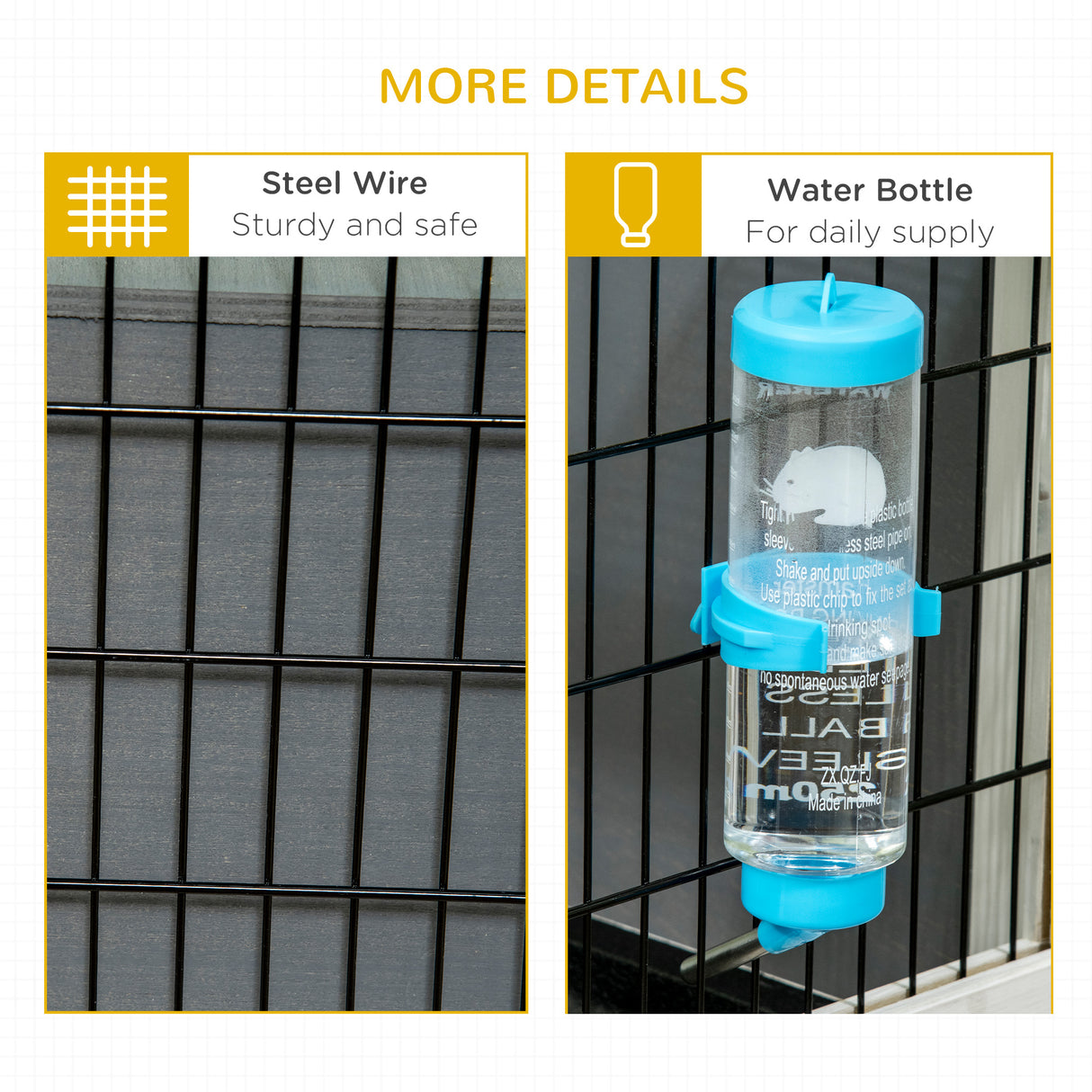 easycomfort conigliera in legno con casetta e area aperta per 1 coniglio 90x53x50cm grigio scuro