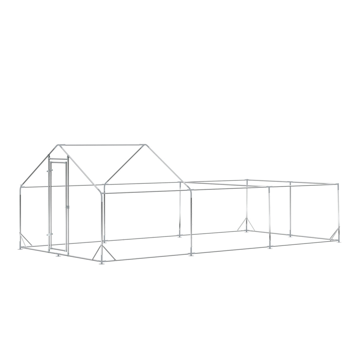 easycomfort pollaio da giardino per 15 18 galline in acciaio zincato e pe con tettoia e serratura 600x300x195 cm