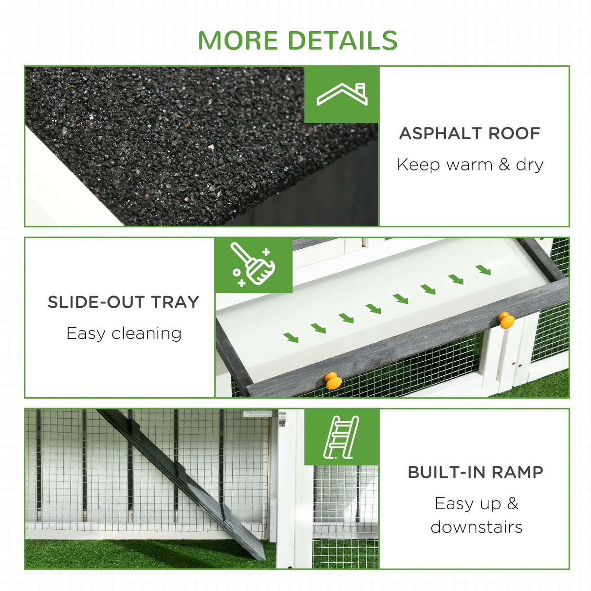 easycomfort pollaio prefabbricato in legno con area aperta casetta e nido 161.5x62.5x115cm grigio