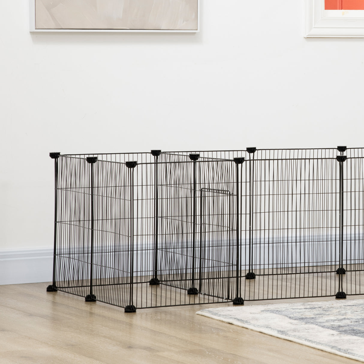 easycomfort gabbia per porcellini d india recinto per piccoli animali 18 pz con porta 175x70x45cm nero