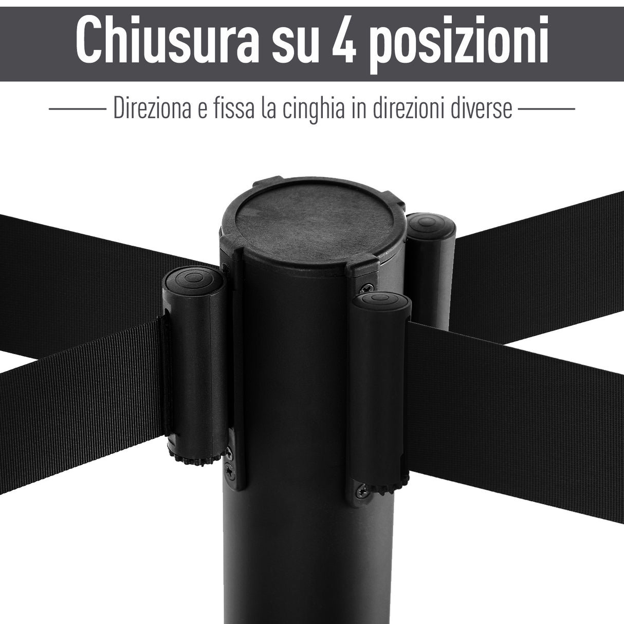easycomfort easycomfort colonnine separacode colonnina segnapercorso con nastro nero in acciaio inox 200x32x90cm